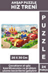 Premium Eğlenceli Eğitici Görsel Algı Problem Çözme Becerisi Çocuk Puzzle 24 Parça HIZ TRENİ