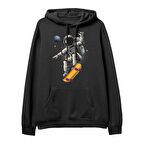 Astro-13  Baskılı Siyah Hoodie