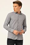 Süvari Köşeli Manşet Slim Kalıp Armürlü Gömlek
