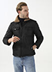 Süvari Mono Yaka  Slim Fit Kapitone Siyah Erkek Mont MN2008700287