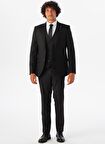 Süvari Sivri Yaka Slim Fit Siyah Erkek Takım Elbise Tk1001100114