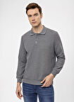 Süvari Polo Yaka Regular Fit Armürlü Antrasit Erkek Kazak TR2013700314