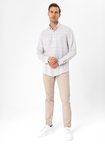 Süvari Slim Fit Düğmeli Yaka Düz Su Yeşili Erkek Gömlek GM1008400242