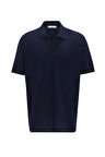 Lacivert Regular Armürlü Polo Yaka Tişört