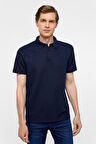 Lacivert Regular Armürlü Polo Yaka Tişört