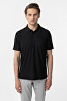 Siyah Regular Armürlü Polo Yaka Tişört