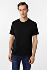 Siyah Regular Düz Bisiklet Yaka Tişört