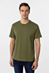 Haki Regular Düz Bisiklet Yaka Tişört