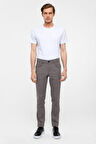 Gri Slim Fit 5 Cep Kalıp Armürlü Kanvas Pantolon