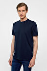 Lacivert Regular Düz Bisiklet Yaka Tişört