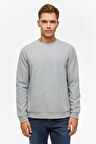 Gri Regular Düz Bisiklet Yaka Sweatshirt