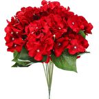 Yapay Çiçek Ortanca Demeti Kırmızı 5 Kafalı Büyük Boy 43 cm 