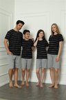 Moda Çizgi Aile Penye Şortlu Pijama Takım (anne - kız ) 50115 Ayrı Ayrı Satılır . Fiyatları Farklıdır Siyah Kadın