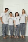 Moda Çizgi Aile Penye Pijama Takım (anne - kız ) 50113 Ayrı Ayrı Satılır . Fiyatları Farklıdır Beyaz Kadın