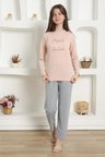 Moda Çizgi Kız Çocuk Penye Pijama Takım 20425 Pudra