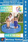 Kompakt Dayanıklı Güvenli Eğlenceli Ev Bahçe Teras 280 Litre +2 Yaş 3 Halkalı ŞİŞME ÇOCUK HAVUZU
