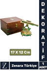 Premium Dekoratif Koleksiyon Erkek Arkadaş Sevgililer Günü Hediye PİRİNÇ Ahşap Kutu PUSULALI DÜRBÜN