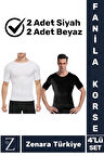 Jinekomasti Dik Duruş Göğüs Göbek Toparlayan Sıkılaştıran Ultra Esnek Erkek Fanila Korse 4'Lü SET