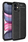 iPhone 11 Kılıf Deri Desenli Kamera Korumalı Silikon