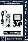 Taşınabilir USB Şarjlı Çift Oyunculu Mario Street Fighter Nostalji Retro 400 Oyunlu Mini Atari