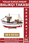 Premium Yüksek Kaliteli Dekoratif Ev Ofis Hediyelik Denizci Koleksiyon Ahşap BALIKÇI TAKASI 45X40 Cm