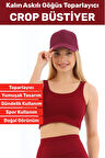 Göğüs Toparlayıcı Sarkma Önleyen Gündelik Spor Kullanım Şık Kalın Askılı Çizgili Crop Büstiyer