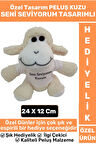 Özel Tasarım Kız Arkadaş Sevgili Sevgililer Günü Özel Gün SENİ SEVİYORUM KUZUM Tasarımlı PELUŞ KUZU
