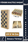 Premium Yüksek Kaliteli Ahşap Arkadaş Oyun Hediyelik Ahşap Tavla Satranç 2 in 1 Oyun Seti 29 X 14Cm