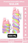 Premium Portatif BPA Free Şık Kamp Spor Seyahat Silikon Katlanabilir SULUK 500 ML