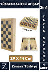 Premium Yüksek Kaliteli Ahşap Arkadaş Oyun Hediyelik Ahşap Tavla Satranç 2 in 1 Oyun Seti 29 X 14 Cm