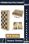 Premium Yüksek Kaliteli Ahşap Arkadaş Oyun Hediyelik Ahşap Şık Tavla Satranç 2in1 Oyun Seti 39X14 Cm