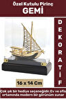Premium Ev Ofis Dekoratif Koleksiyon Çok Şık Hediyelik Denizci Temalı Özel Kutulu Pirinç GEMİ