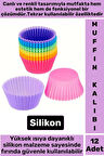 Premium Yüksek Isıya Dayanıklı Esnek Yapışmaz Tekrar Kullanılabilir Silikon Kek Muffin Kalıbı 12'li