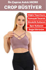 Göğüs Toparlayan Sarkma Önleyen Spor Gündelik Kullanım Şık Ön Çapraz Askı Detay Micro Crop Büstiyer