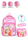 Soft Princess Barbie Okul Çantası + Beslenme + Kalemlik + Suluk Barbie Kız Çantası