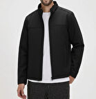 Erkek Siyah Fermuarlı Mont SOFTSHELL