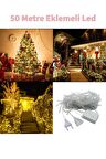 Fonksiyonlu Sarı 50 Metre Dekor Led - Çam Ağacı Süsü Yılbaşı Süsü - Pirinç Led