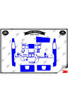 Fiat Ducato 2007- 2020 Full Torpido Konsol Trim Göğüs Maun Kaplama Set 34 Parça Mavi