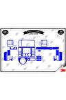 Volkswagen Transporter T5 2003-2009 Torpido Konsol Trim Göğüs Maun Kaplama Set 30 Parça Mavi
