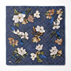 Çiçek Desenli Twill İpek Eşarp-0942