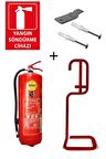 6KG TÜPAŞ YANGIN TÜPÜ, YANGIN TÜPÜ LEVHASI, ASKI APARATI, DÜBEL VİDA VE KARE SEHPA 5Lİ SET