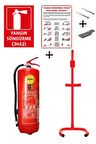 6KG TÜPAŞ YANGIN TÜPÜ,YANGIN TÜPÜ KULLANIM TALİMATI, YANGIN TÜPÜ LEVHASI, ASKI APARATI, DÜBEL VİDA VE C TİPİ SEHPA 6LI SET