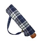 Snotline-April Kadın Şemsiye Otomatik Açılır 90 Cm Çap Kapalı 30 cm Çanta Boy Lacivert Yeşil Ekose