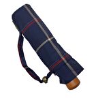 Snotline-April Kadın Şemsiye Otomatik Açılır 90 Cm Çap Kapalı 30 cm Çanta Boy Lacivert Yeşil Ekose