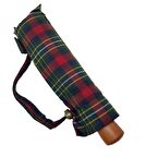 Snotline-April Kadın Şemsiye Otomatik Açılır 90 Cm Çap Kapalı 30 cm Çanta Boy Lacivert Yeşil Ekose