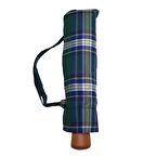 Snotline-April Kadın Şemsiye Otomatik Açılır 90 Cm Çap Kapalı 30 cm Çanta Boy Lacivert Yeşil Ekose