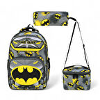 İlkokul Çantası 2'li Takım >Termoslu Beslenme Çantası 42*30 Cm Erkek İlköğretim Çantası 