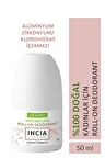 INCIA %100 Doğal Roll On Deodorant Kadınlar İçin Ter Kokusu Önleyici Leke Yapmayan 50 ml