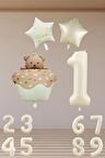 2 Yaş Retro Folyo Karamel Kek Krem Yıldız Folyo Balon Krem Rakam Doğum Günü Süsleme