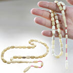 Sistemli Kapsül Kesim Naturel Renk Deve Kemiği Tesbih